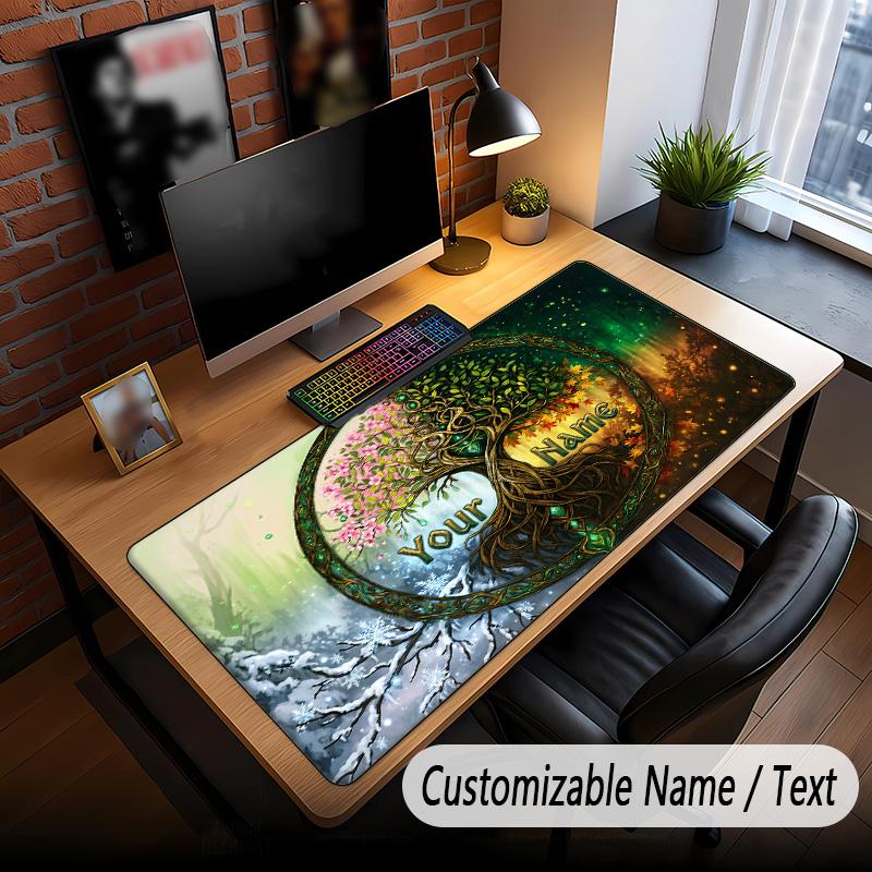 Tree of Life Theme Custom Mouse Pad Personalized With Name Text Customized Desk Mat For Office Home Decor