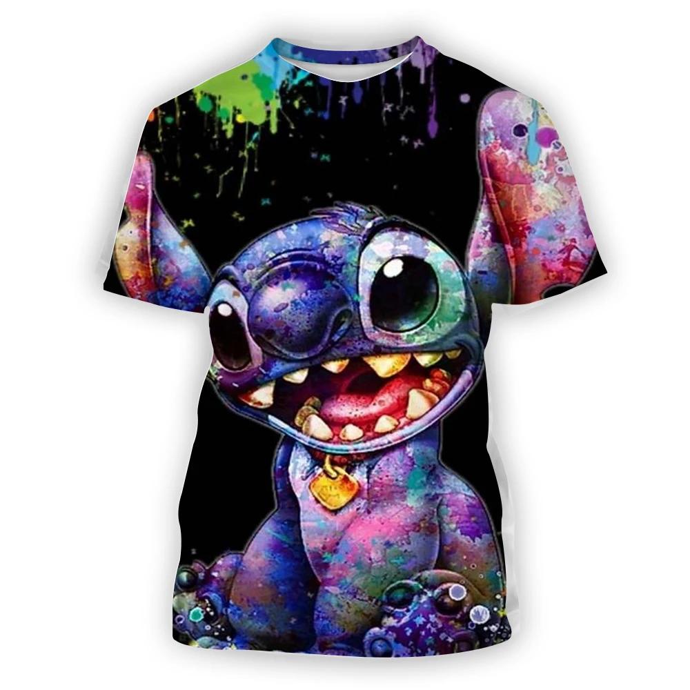 2024 Disney Anime Lilo Stitch 3D potisk Tričko Dětské Topy Tričko Dámské Pánské Unisex Letní Krátký Rukáv Trička