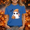 Kids Halloween Printed Round Neck Short Sleeve T-Shirt Casual Loose Fit