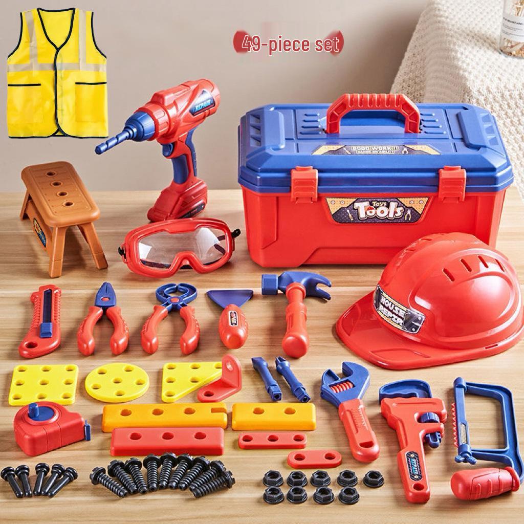 Kids' Pretend Play Repair Tool Set with Electric Drill for Ages 3-6
