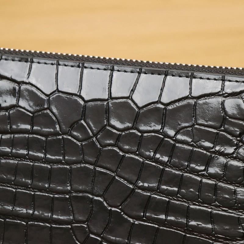 New Men's Crocodile Pattern Handbag High End Large Capacity Fashion Wallet Multi Card Mobile Bag Trendy