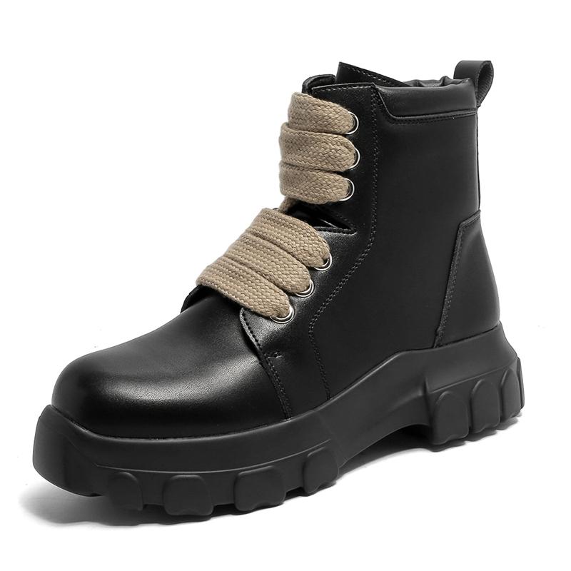 Casual thick soled men's boots Fashionable street style Daily office outdoor  party Walking Youth Adult Classic Black Shoes