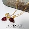 "KS Strawberry Bracelet & Earring Set: Gold-Plated, High-End Design with Fruit Accents"