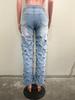 M-6202 European and American Spring/Summer Women's Fashionable Sexy Ripped Washed Denim Pants