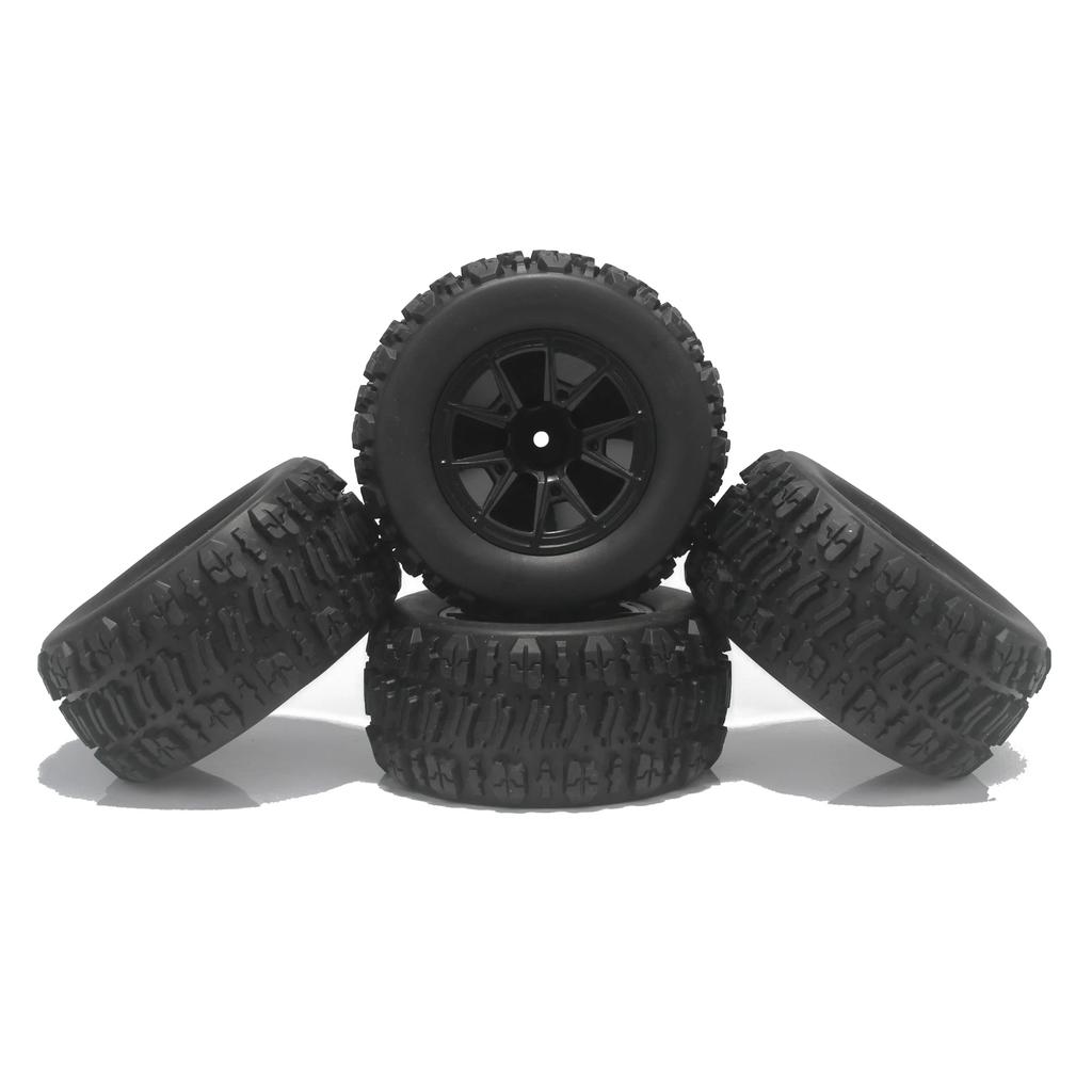 4PCS 90mm 12mm Hex Monster Truck Rubber Tires Off Road Buggy Wheel for 1/14 RC Car Wltoys 144010 MJX Hyper Go 14209 14210 RC Car