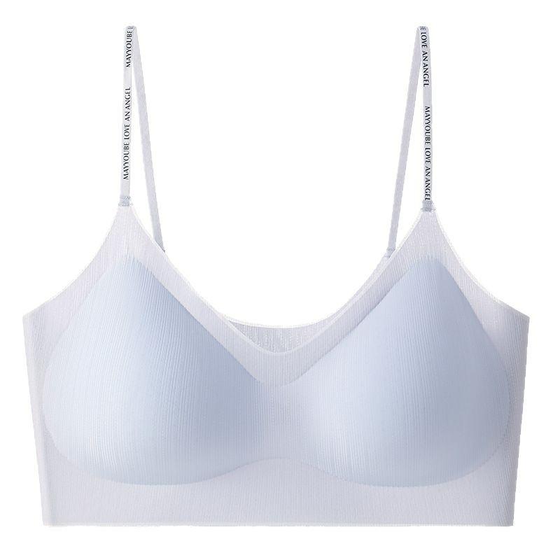 Ultra-thin ice silk seamless underwear women's non-empty cup sexy letters with beautiful back jelly no steel ring bra comfortable small chest
