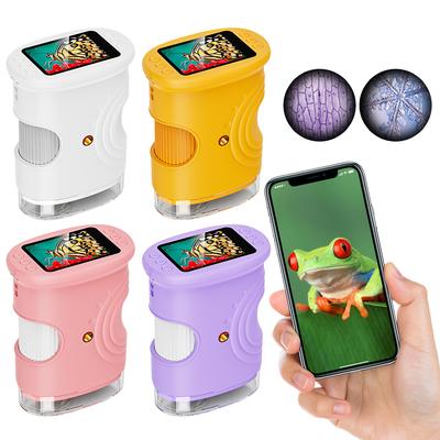 Kids Microscope 1000X 1080P Portable Handheld Magnifying Glass 2 Inch IPS Screen Gifts for 3 4 5 6 7 8 9 10 Year Old Boys Girls