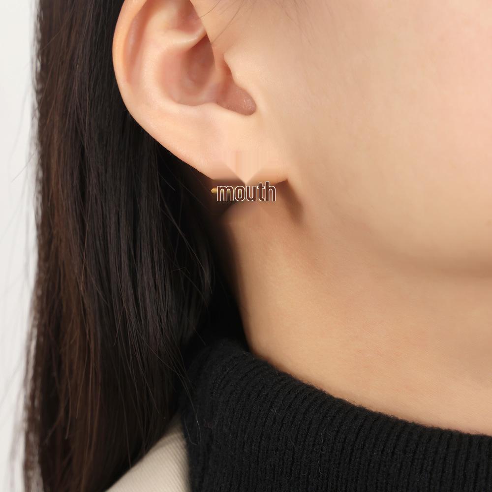 Korean-Style Round Bead Gemstone Ear Cuff: 18k Gold-Plated Titanium Steel, Versatile, Colorfast Earrings for Women