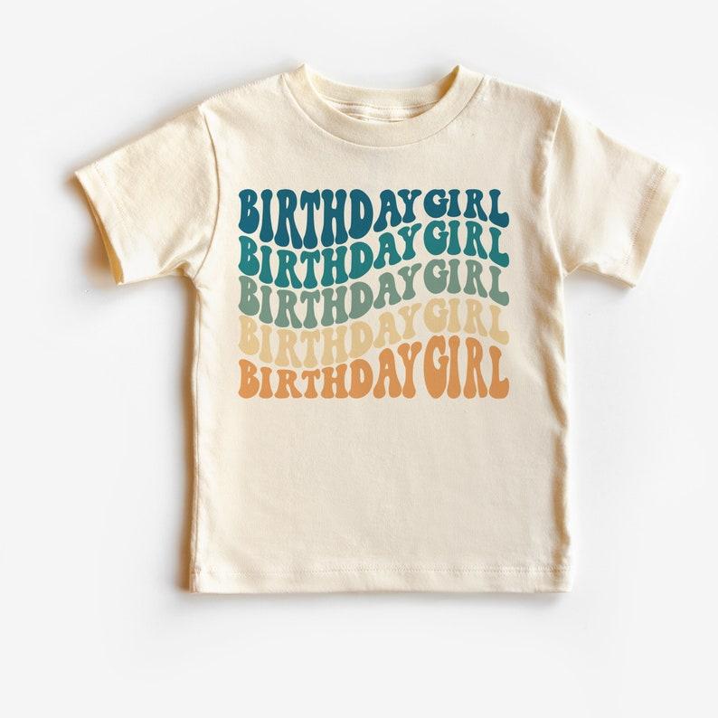 Birthday girl retro t shirt, birthday gift for girls, retro wavy birthday girl shirt, birthday gift kids shirt, birthday outfit for girls 100