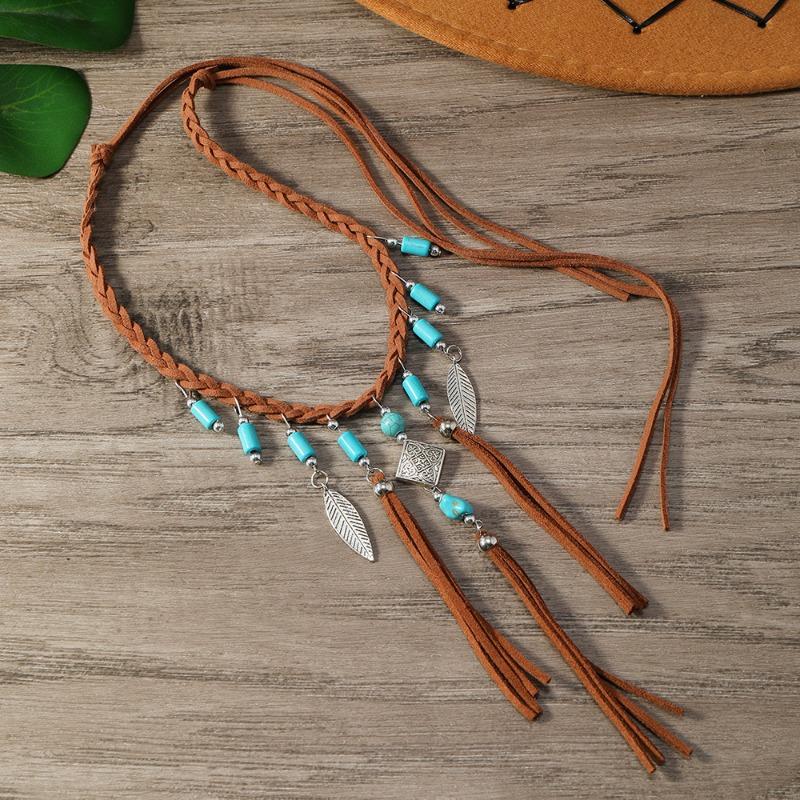 New 1-piece Personalized Fashion Velvet Turquoise Beaded Necklace