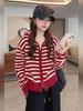 Korean-Style Striped Hooded Cardigan Sweater - 2025 New Casual Wear
