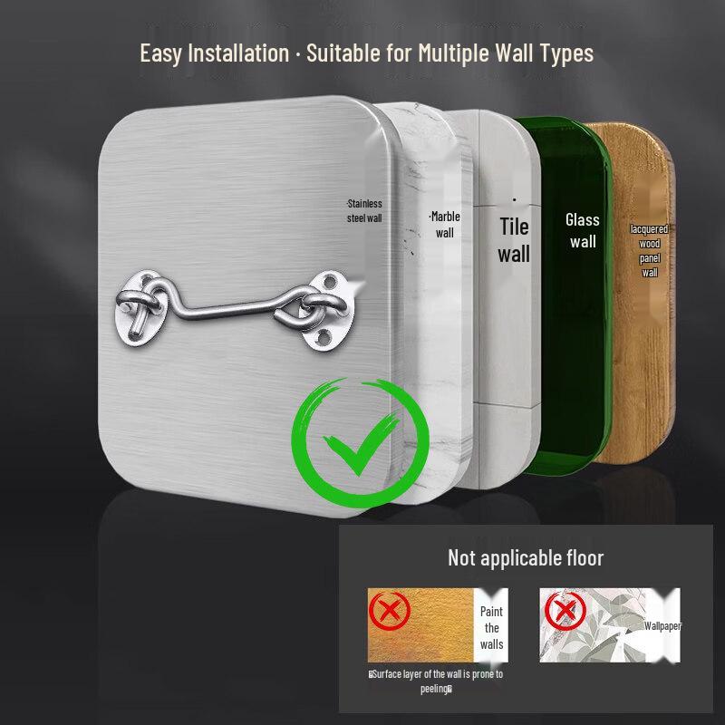 Stainless Steel No-Drill Sliding Door Hook Latch