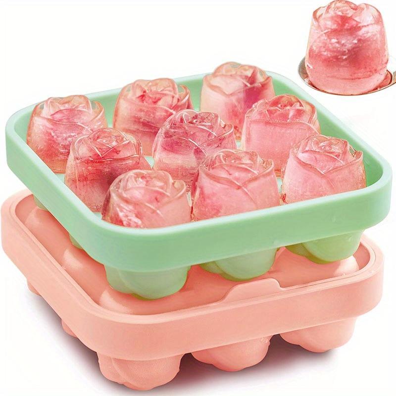 2pcs Rose Ice Cube Tray Rose Shaped Ice Tray Silicone Tray Rose Ice Molds Making Rose Ice Cube Trays for the freezer, Drink Tray For Juice Drink 2Pcs