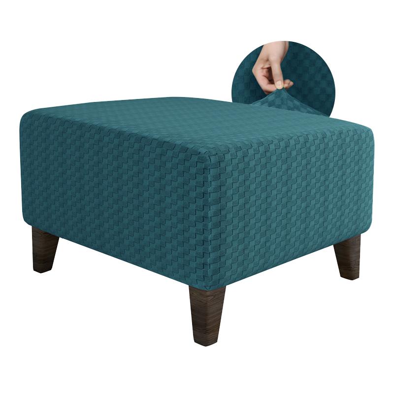 Square Elastic Ottoman Stool Cover Slipcover Jacquard Footstool Sofa Slipcover Furniture Protector Covers Footrest Chair Covers