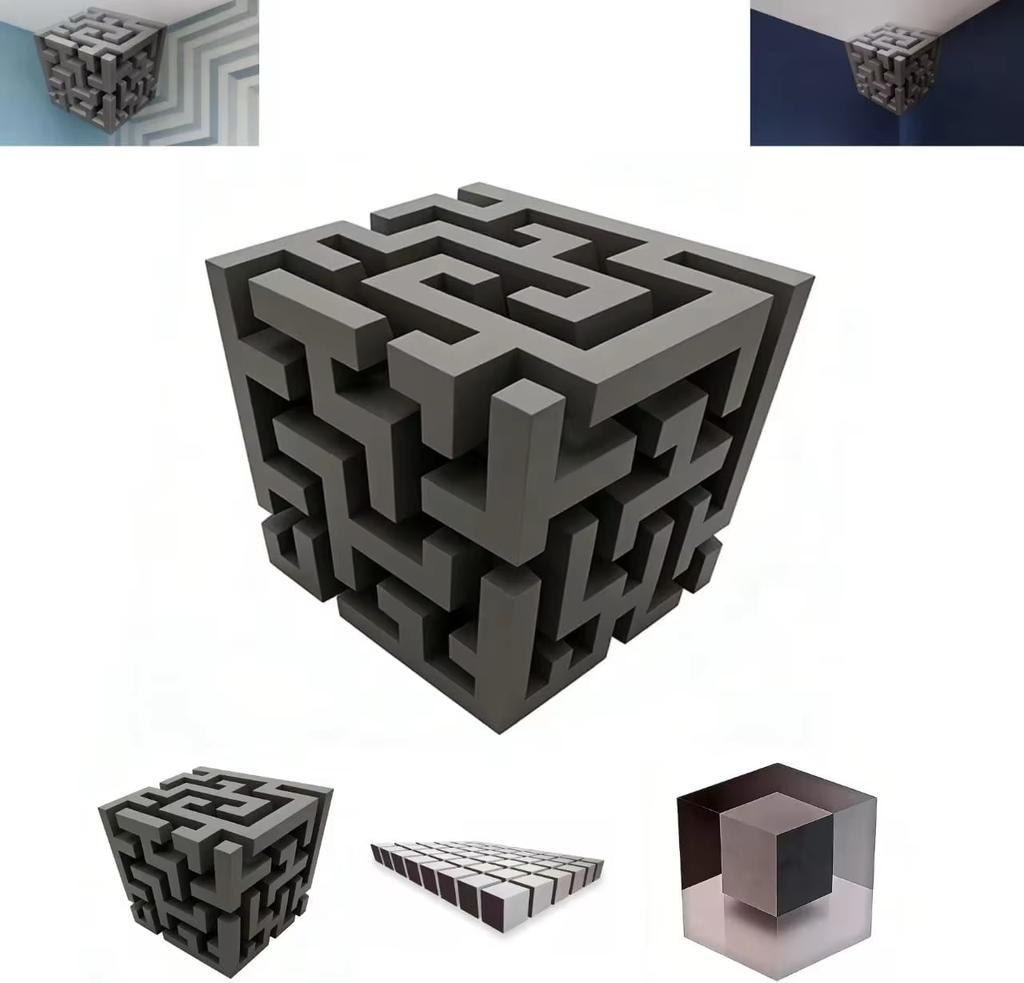 3D Iluzivní Samolepka na Zeď Kreativní, která Mění Realitu Rohová Samolepka DIY Odstranitelná Optická Iluze Labyrint Kostka Nástěnné Umění Dekorace Místnosti