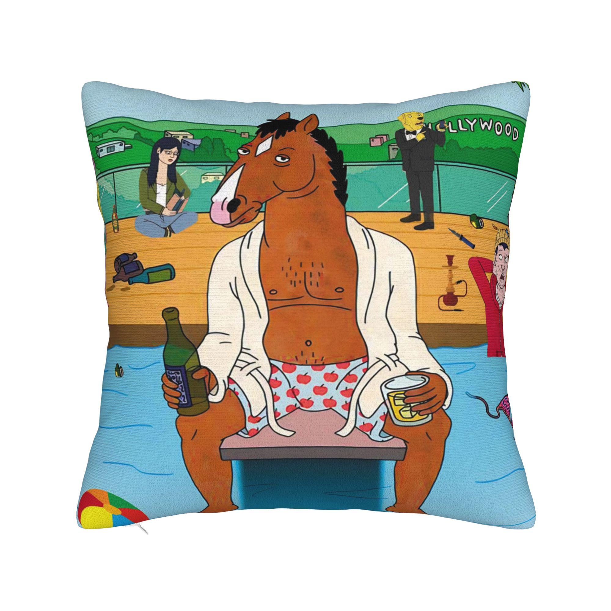 

BoJack Horseman Pillow Cover Square Cushion Cover Cute Funny Pillow Case For Living Room Chair 12x12Inch