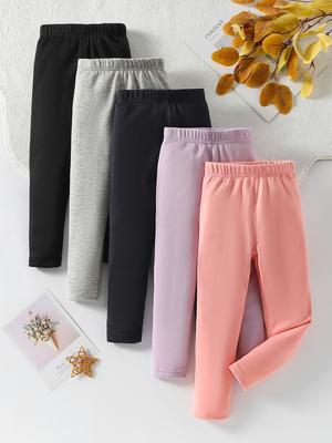 Autumn And Winter Children Solid Color Thick Warm Leggings For Boys And Girls Sports And Casual With Fleece Long Pants