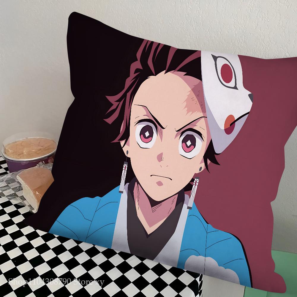 Anime Demon Slayer Kimetsu Pillow Case Square Pillow Bedroom Sofa Leisure Comfort Cushion Car Living Room Home Decoration