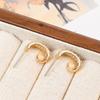 Gold-Plated Diamond Geometric C-Shaped Earrings - Women's High-End Niche Design, Fashionable and Elegant.