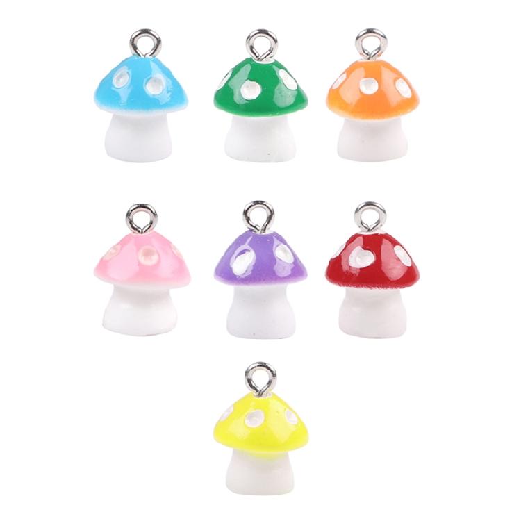 Kleurrijke Paddenstoel Hars Hangers Oorbellen Kralen Ornamenten Armband Hanger Sieraden Maken Accessoires voor Knutsel Liefhebber