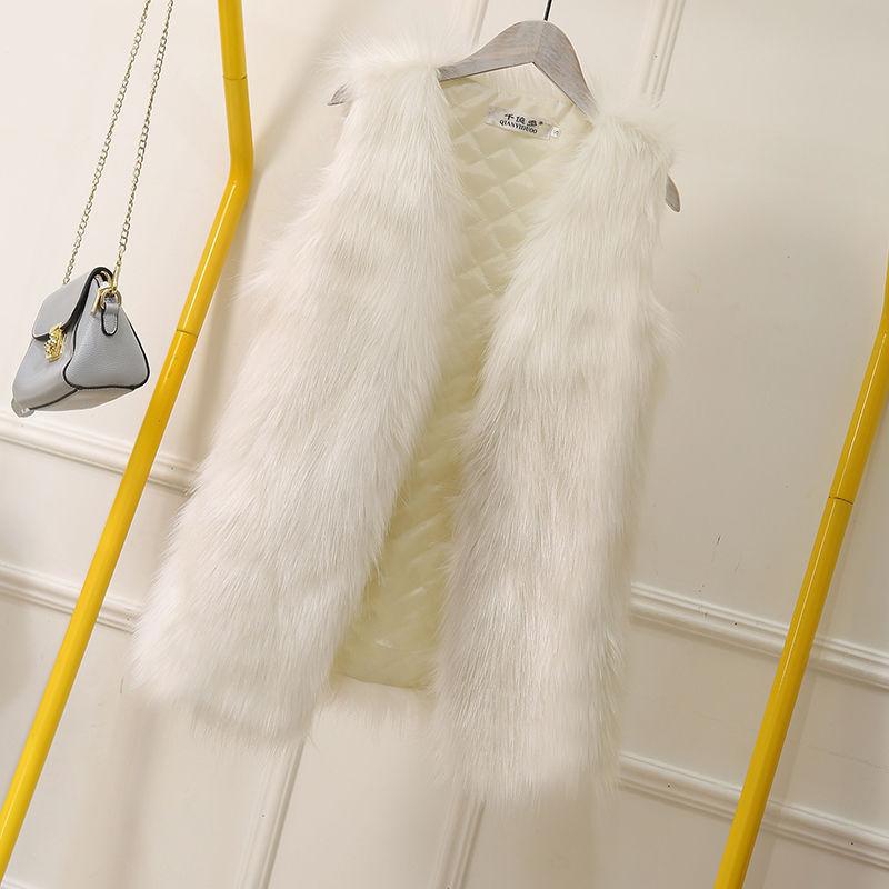 

Осень и зима новый жилет из искусственного меха женский средней длины жилет из искусственного лисьего меха модный приталенный S белый