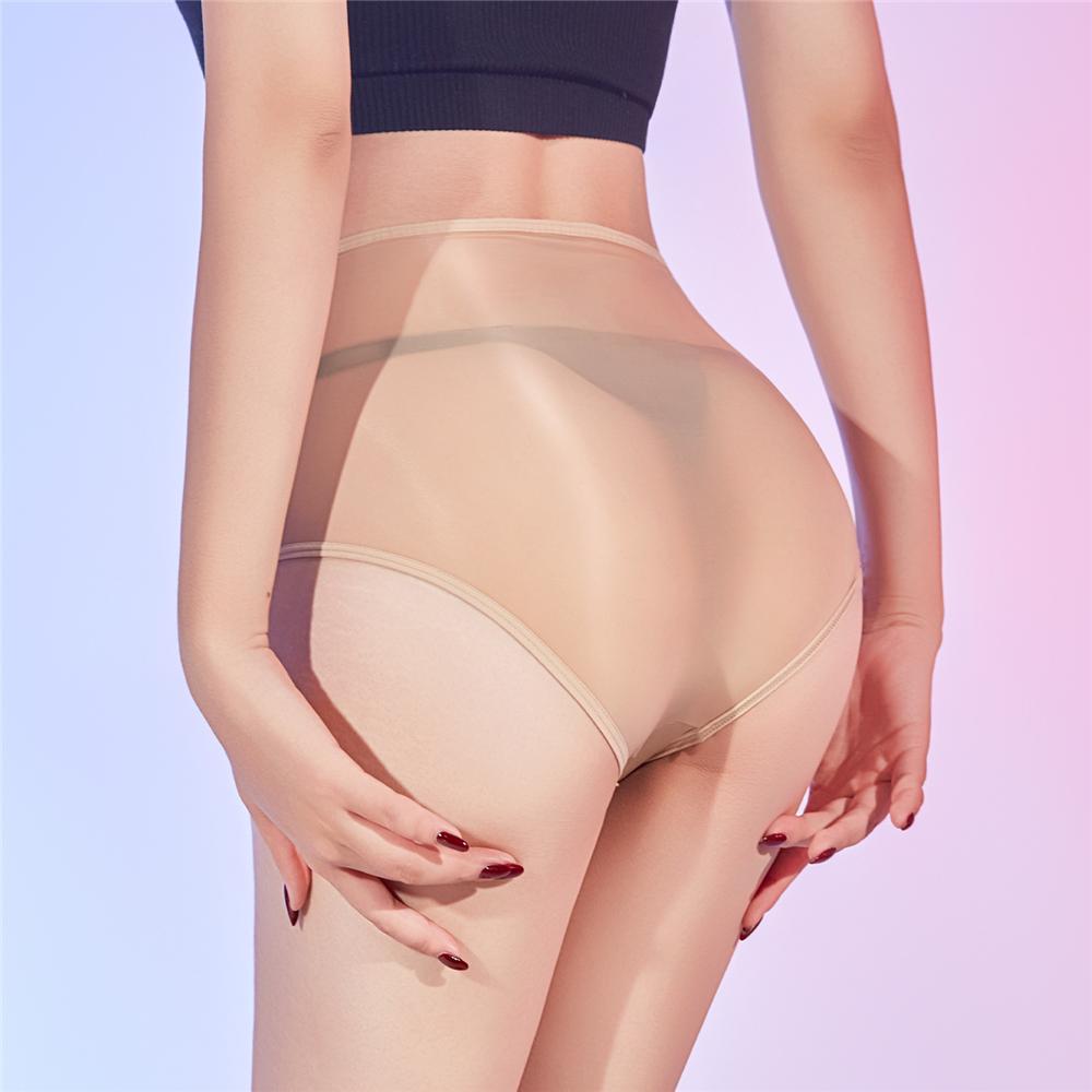 Sexy Women 6D Elastic Oil Glossy Shiny U Convex Pouch Briefs Smooth Breathable Open Crotch Safety Shorts Bottom Underwear