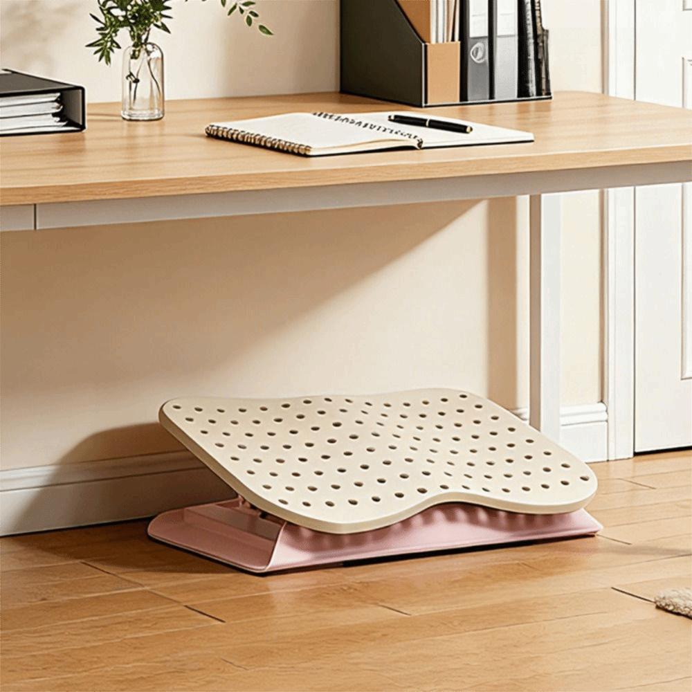 Ergonomic Under Desk Footrest Nonslip Bottom Hollow Out Office Desk Leg Rest 6 Level Breathable Adjustable Footstool At Work