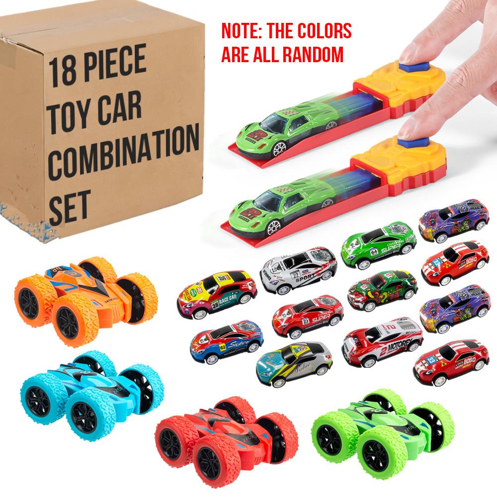 

Набор из 18 игрушечных машинок, оснащенный 2 катапультами, 12 игрушечными машинками и 4 инерционными игрушечными машинками