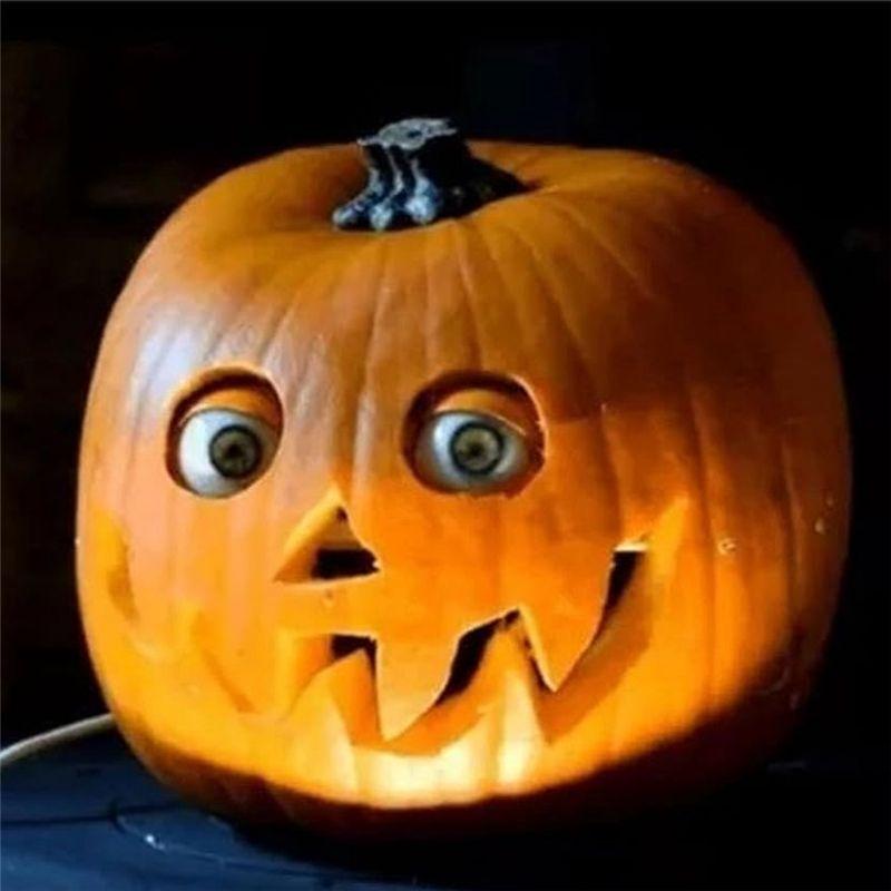 AEE4-Scary Halloween Pumpkin With Moving Eyes, Pumpkin Decorations,Halloween Artificial Pumpkins Decoration A Easy Install