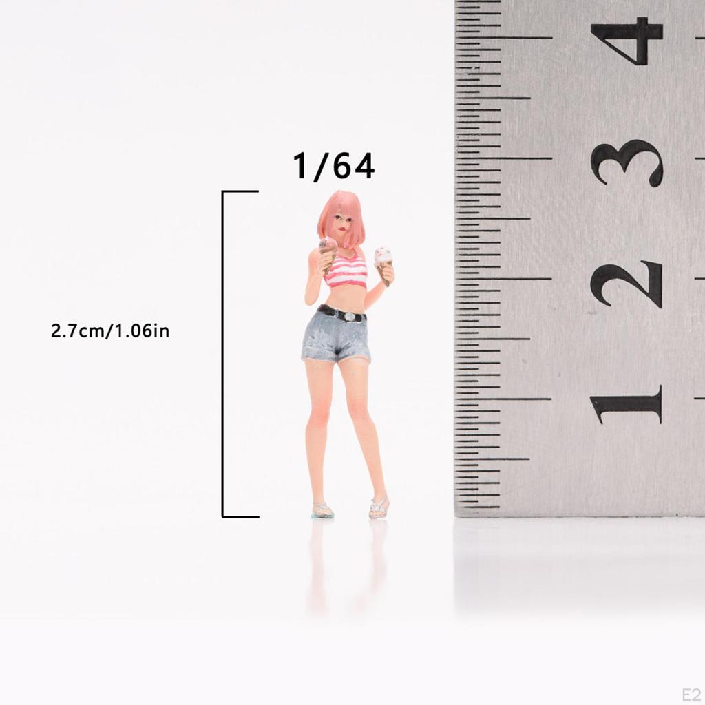 1/64 Girl Figure Model Short Haired Diorama Scenery Movie Props DIY Projects Fairy Garden Tiny