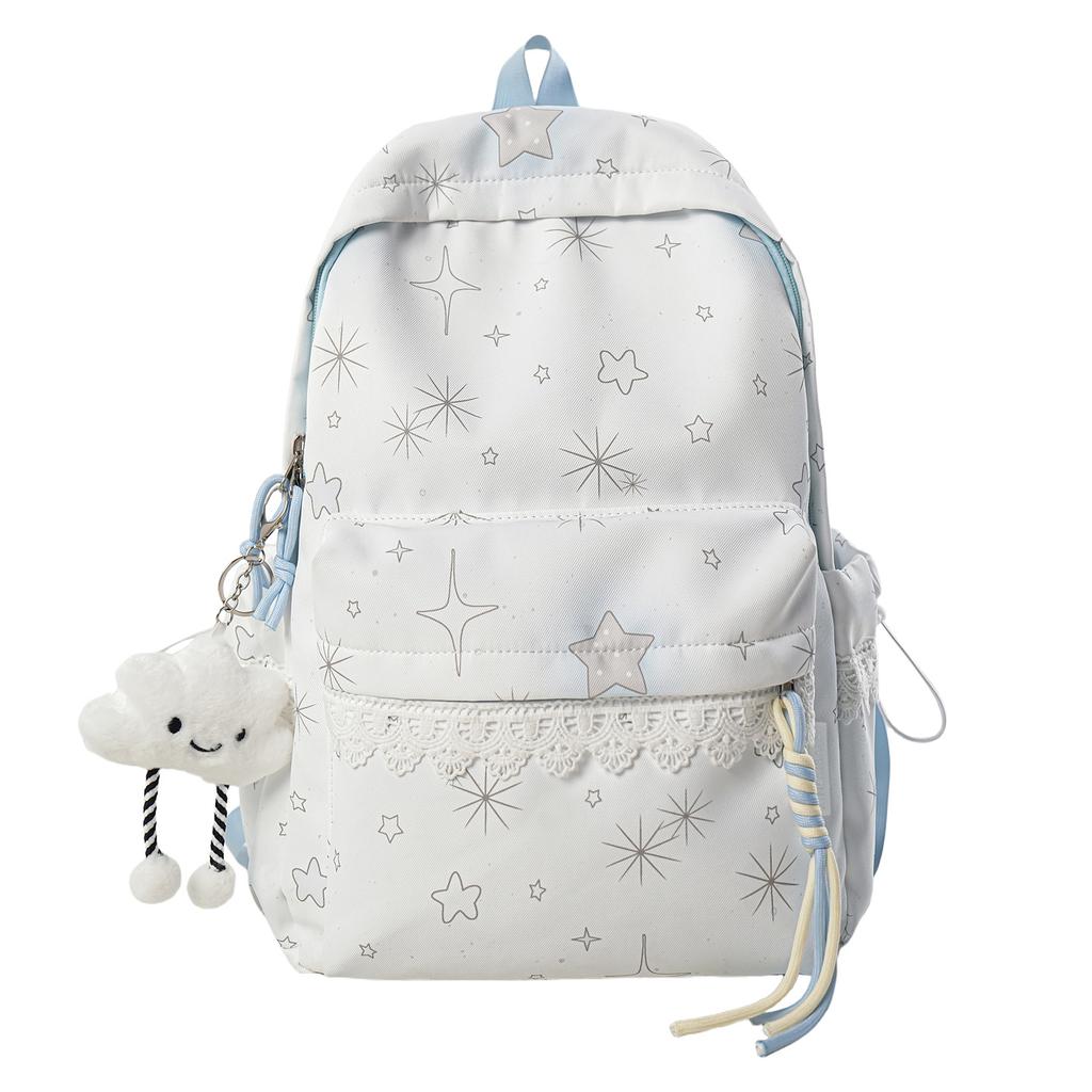 Schoolbagins wind backpack schoolbag cute cloud pendant simple fresh fashion versatile backpack Korean version of campus sweet