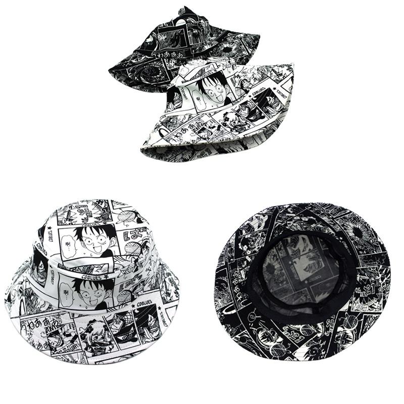 Stilvolle Anime One Piece Cosplay Luffy Aufdruck Fischerhut Eimerhut Für Männer Und Frauen Draußen