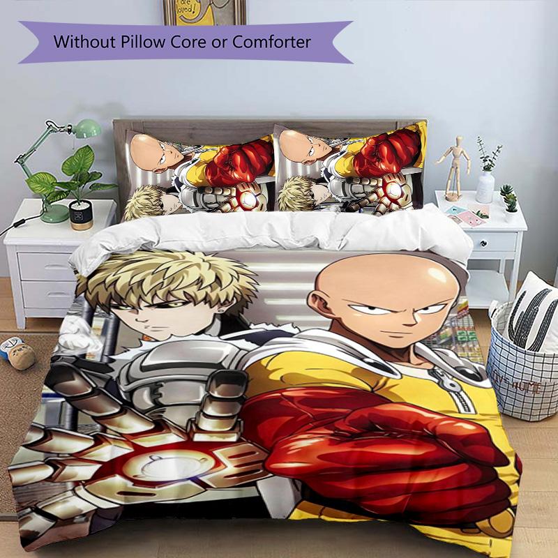 Saitama 3pcs Bedding Set Duvet Cover Closure Includes 1 Duvet Cover & 2 Pillowcases for All Seasons Bedroom Home Dorm Decor