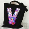 Halloween Alphabet Canvas Bag Going Out Portable Handbag Women's Large Capacity Casual Shoulder Crossbody Bag