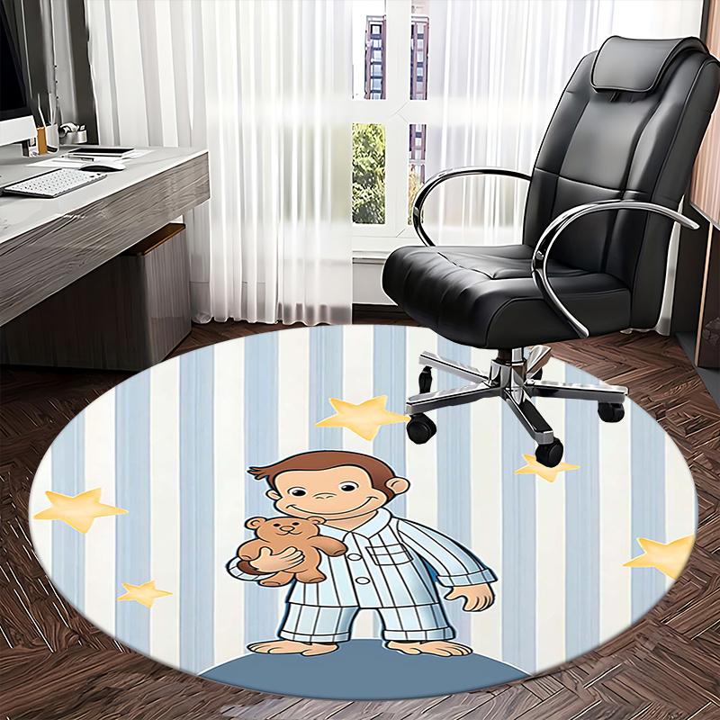 Curious George,Pajamas Chair mat Round Rug Office carpet, Machine Washable, Non slip, Suitable for Living Rooms, Bedrooms