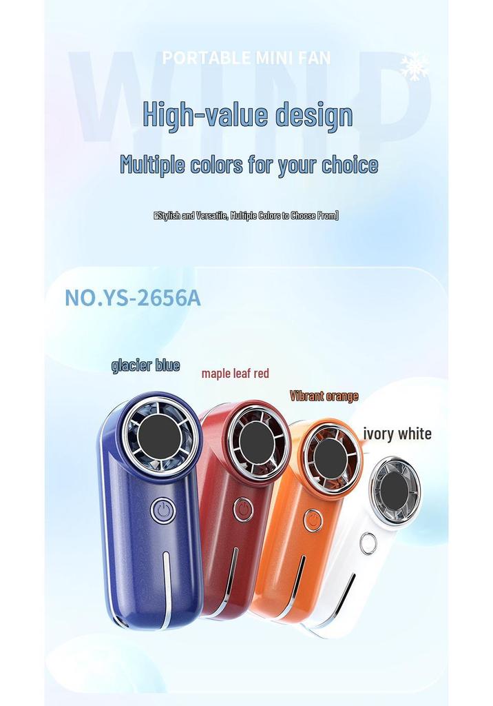 Rechargeable Handheld Mini Fan with Digital Display - High-Speed, Strong Wind Turbine for Office Use