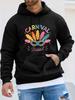 CARNIVAL Brazilian Carnival Mask Print Long-Sleeve Hooded Sweatshirt, Unisex Autumn/Winter Fitness Sports Top, BRAZIL THEME Print Unisex Sweatshirt, A