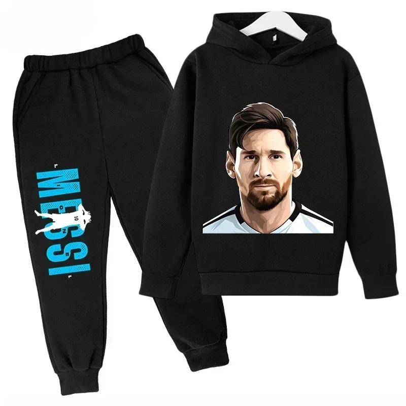 Messi Print Children's Set Sports Hoodie Pants Suit 2pcs Set Boys Girls Baby Kid Clothing Casual Fashion Autumn Winter Sportsuit