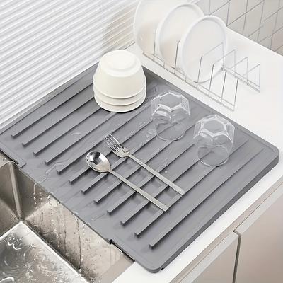 Verdikt Siliconen Keuken Afdruipmat | Antislip Hittebestendig Waterdichte Spoelbak Aanrecht Afdruipmat met Afvoerkanalen