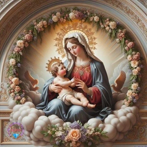 

Алмазна вишивка 5d Діва Марія Мозаїка Домашній декор Ікона Троянда Алмазна живопис Новий Портрет Релігійні Стрази Round 30x30cm