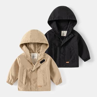 Boys Fall Solid Color V-neck Casual Windbreaker Middle and Small Children Outdoor Sports Rushing Jacket