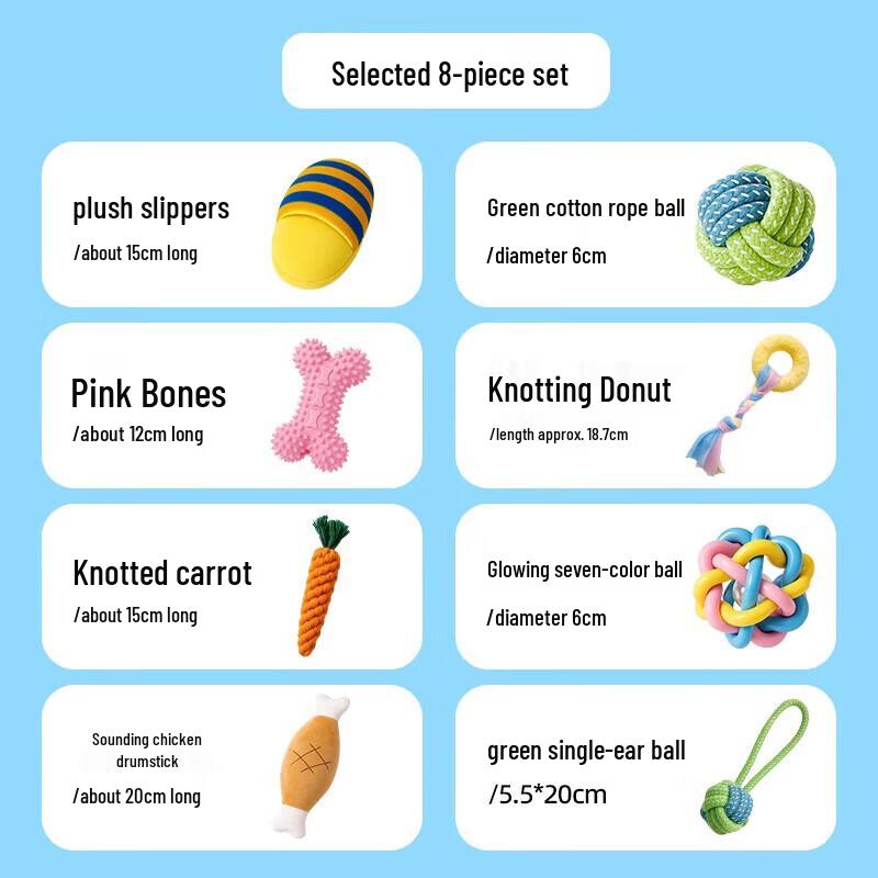 

Qi o 8-Piece Squeaky Chew Toy Set for Small Dogs