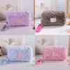 Leopard Print Plush Makeup Bag With Foldable Design For Travel And Storage
