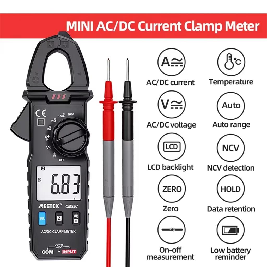 AC DC Current Digital Clamp CM85C 600V Voltage Voltmeter Ammeter DC Current Clamp Meters Meter 1mA Accuracy
