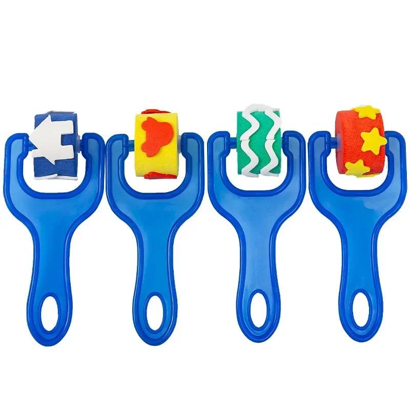Children DIY Graffiti Sponge Brush Set Drawing Toys Broom Shaped Seal Sponge Brush Art Brush Enlightenment Puzzle Gift Kids Toys