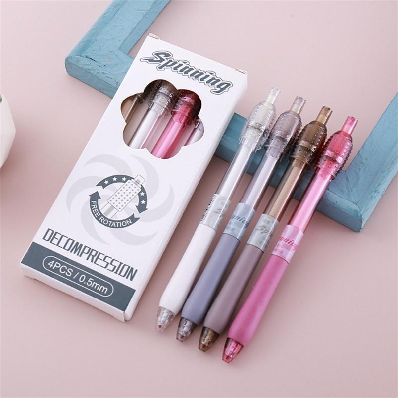 4PCS Twist Action Pens Black Ink Clicks Pens Anxiety Relief Toy for Students Study Office Supplies for Journaling