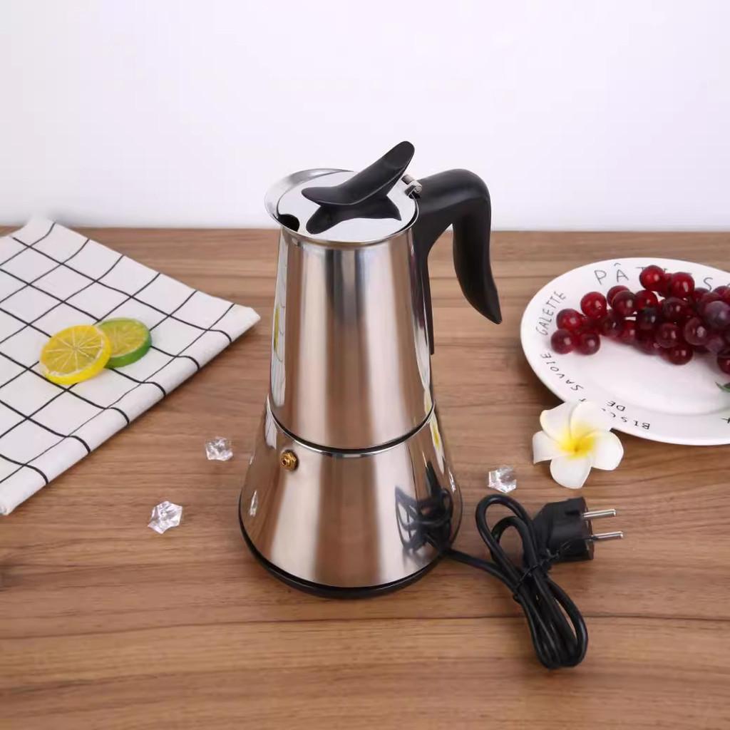 300ML Large Capacity Household Electric Mocha Pot 304 Stainless Steel Italian Espresso Hand Brewed Coffee Machine