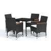 5 Piece Outdoor Dining Set with Cushions Black