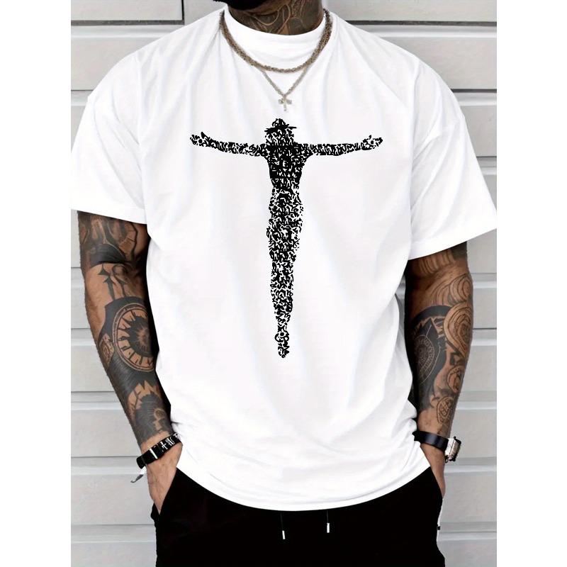 Men'S Casual Fashion Short Sleeve T-Shirt with Open Arms Print Regular Fit, Round Neck, Comfortable Stretch, Summer Fashion Tee, Casual Attire Style