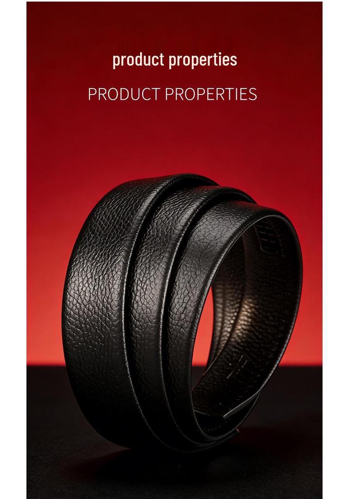 Men's Lychee Grain Leather Belt with Automatic Buckle - Casual and Versatile Style